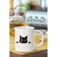 Siyah Kedi Baskılı Porselen Kupa Bardak