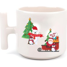 Yılbaşı Yeni Yıl Konseptli Noel Baba Merry Christmas T Kulp Motto Kahve, Çay Fincanı