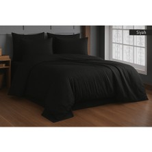 Moon Secret Premıum Siyah Renk Pamuk Saten Çift Kişilik Lastikli Çarşaf Nevresim Takımı