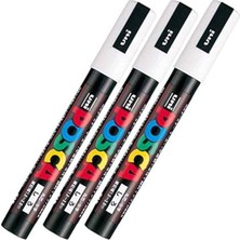 Uni-Ball Posca Pc-1m Boya Sanatı Markör Kalemi Beyaz ( 3 Adet)