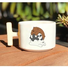 Pandalar Uyuyan Baskılı Beyaz T Kulp Kupa Bardak