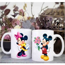 2li Mickey ve Minnie Baskılı Aşk Kupa Seti Sevgiliye Hediye