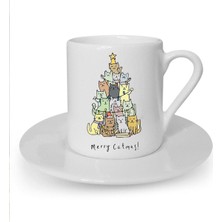 Yılbaşı Noel Temalı Baskılı Beyaz Türk Kahvesi Fincanı