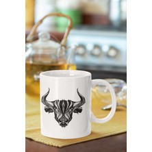 Boğa Kafası Baskılı Porselen Kupa Bardak