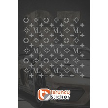 Turuncu Sticker Lv Desen Kaplama Sticker Etiket 25X25 cm - Araç -Motor - Laptop - Kask Etiket