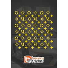 Turuncu Sticker Lv Desen Kaplama Sticker Etiket 25X25 cm - Araç -Motor - Laptop - Kask Etiket
