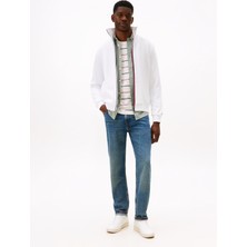 Tommy Hilfiger Dik Yaka Beyaz Erkek Sweatshırt MW0MW40481YBR_GLOBAL Strıpe Zıp Thr