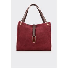 Elle Bordo Kadın Büyük Omuz Çantası