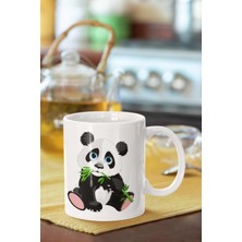 Bambu Yiyen Panda Baskılı Porselen Kupa Bardak