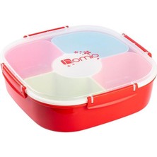 Tantitoni Kare Çok Renkli 4 Bölmeli Plastik Yemek Taşıma Kabı