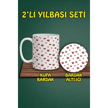Yılbaşı Temalı Kupa ve Bardak Altlığı Seti