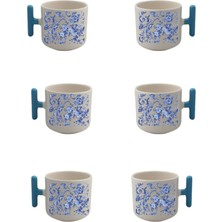 Mavi Şal Desenli T Kulplu 6 Lı Fincan Set Fincan Modeli