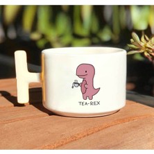 Tea-Rex Baskılı Beyaz El Yapımı T Kulp Kupa Bardak