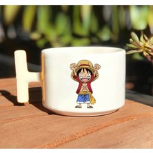 One Piece Monkey Baskılı Beyaz T Kulp Kupa Bardak