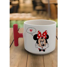 Kırmızı T Kulp Minie Tasarımlı Latte Fincan Modelleri