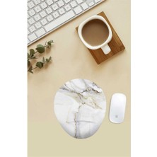 Beyaz Mermer Desenli Bilek Destekli Mouse Pad
