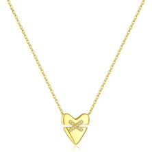 Brezza Lusso Jewelry x Heart Altın Parıltı Minimal Kadın Gümüş Kolye