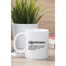 Beyaz Öğretmen Kelime Anlamı Baskılı Kupa Bardak