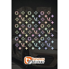 Turuncu Sticker Lv Desen Kaplama Sticker Etiket 25X25 cm - Araç -Motor - Laptop - Kask Etiket