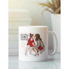 Beyaz Kupa Bardak Anne Çocuk Anneler Günü