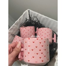 Pembe Kupa, Kalpli Kupa, Kalpli Bardak Altlığı, Bardak Altlığı, Doğum Günü Hediyesi, Kahve Kupası