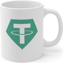 Beyaz Tether Baskılı Kupa Bardak