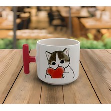 Latte & Espresso El Yapımı Haylaz Sevimli Yavru Kediler Baskılı T Kulp Kupa 200 ml