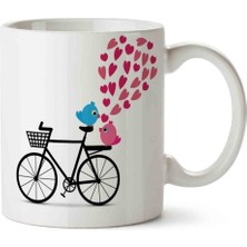 Bisiklet Kalp 2 Porselen Kupa Bardak