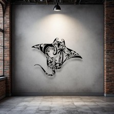 STE Okyanus Vatozu Metal Duvar Dekoru – Tropikal Deniz Temalı Modern Sanat Tasarımı