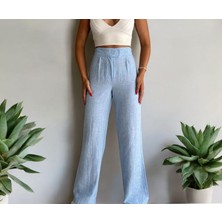 Sones Kozmetik Sones  Kozmetik Pileli Pamuk Keten Kumaş Palazzo Kadın Pantolon