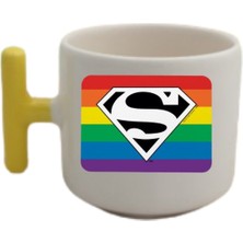 Süpermen Logolu Tasarımlı Sarı T Kulp Fincan Modelleri