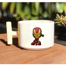 Iron-Man Karakter Baskılı Beyaz T Kulp Kupa Bardak