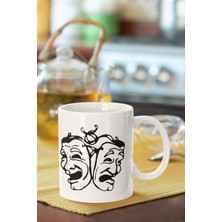 Tiyatro Maskesi Baskılı Porselen Kupa Bardak