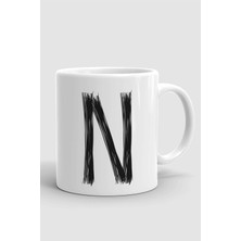 Porselen N Harfli Beyaz Kupa Bardak