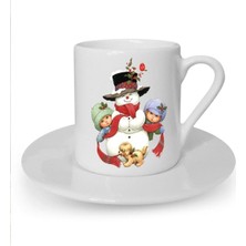 Yılbaşı Noel Temalı Baskılı Beyaz Türk Kahvesi Fincanı