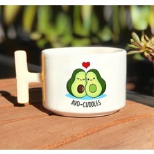 Avokado Avo-Cuddles Baskılı Beyaz T Kulp Kupa Bardak