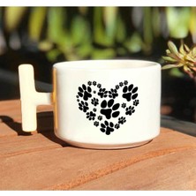 Pati Desenli Kalp Baskılı Beyaz T Kulp Kupa Bardak