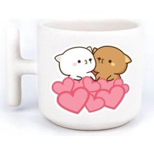 Mochi Cat Sevimli Aşk Sevgilli Eş El Yapımı T Kulplu Fincan