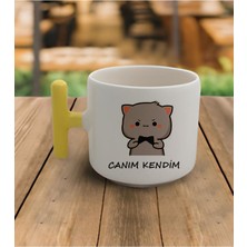 Latte & Espresso El Yapımı Mochi Cat Motto Sarı T Kulp Kupa 200 ml