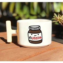 Nutella Kavanoz Baskılı Beyaz T Kulp Kupa Bardak