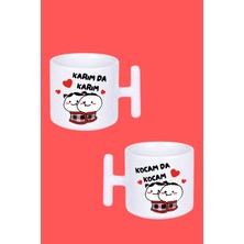 T Kulp 2 Adet Seramik Battaniyeli Karım Kocam Kupa Bardak