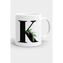 Porselen K Harfli Beyaz Kupa Bardak