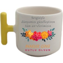 Sevgili Anneler Günü Tasarımlı Sarı T Kulp Fincan Modelleri