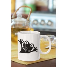 Mutlu Kurbağa Silüeti Baskılı Porselen Kupa Bardak