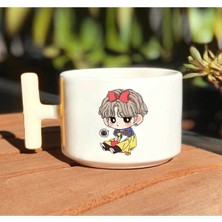 Bts BT21 Jungkook Baskılı Beyaz T Kulp Kupa Bardak