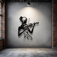 STE Keman Çalan Kadın Metal Duvar Dekoru – Sanatsal Minimalist Tasarım