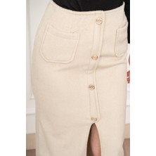 MissVina Velora Signature Wool Slit Skirt