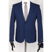 Jan Carlucci Sivri Yaka -2 Düğme Çift Yırtmaç Slimfit Drop 6 Ceket-Lacivert