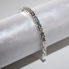 Silvalli 160 Mikron Naturel Kare Kral Gümüş Bileklik