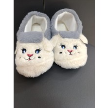 Bukond  Çocuk Kaydırmaz Taban Panduf Pamuk Astarlı, Kedi Figürlü Çok Amaçlı Okul, Kreş Patiği, Ev Patiği
